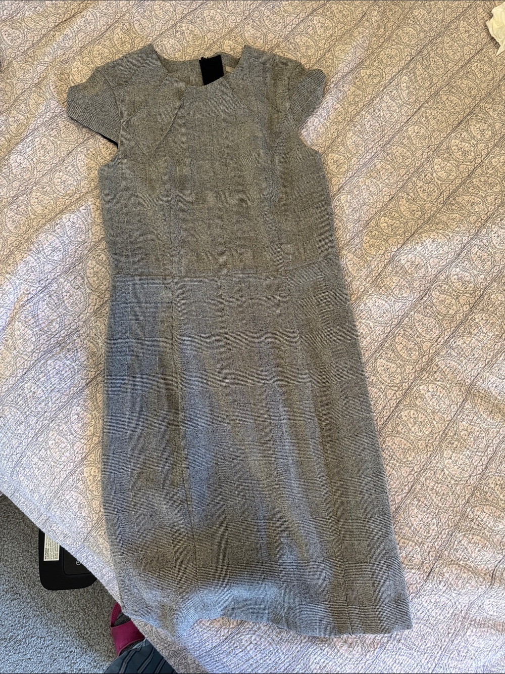H&M Gray Tweed Midi Sheath Dress
